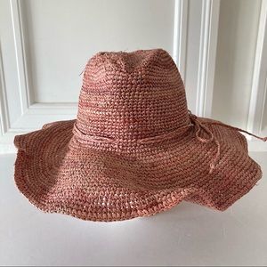 Free People Pink Woven Straw Sun Hat